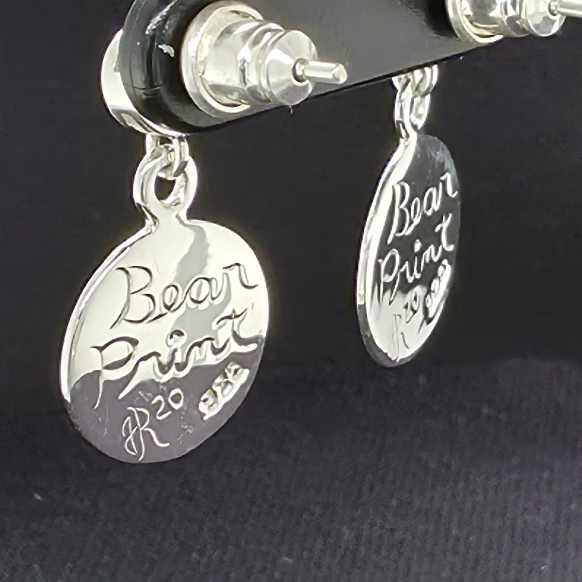 Sterling Silver Bear Print Faceted Gemstone Stud Earrings