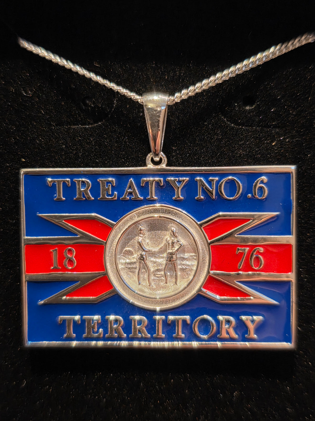 Treaty 6 Flag Small Silver Pendant