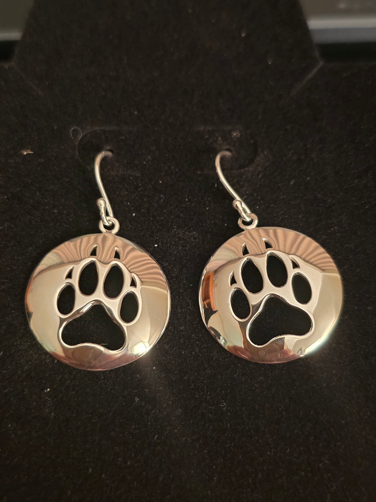 Silver Wolf Print Earrings