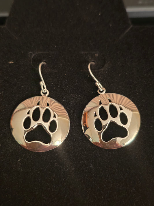 Silver Wolf Print Earrings