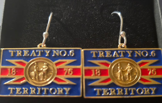 Treaty  6 Flag Brass Earrings
