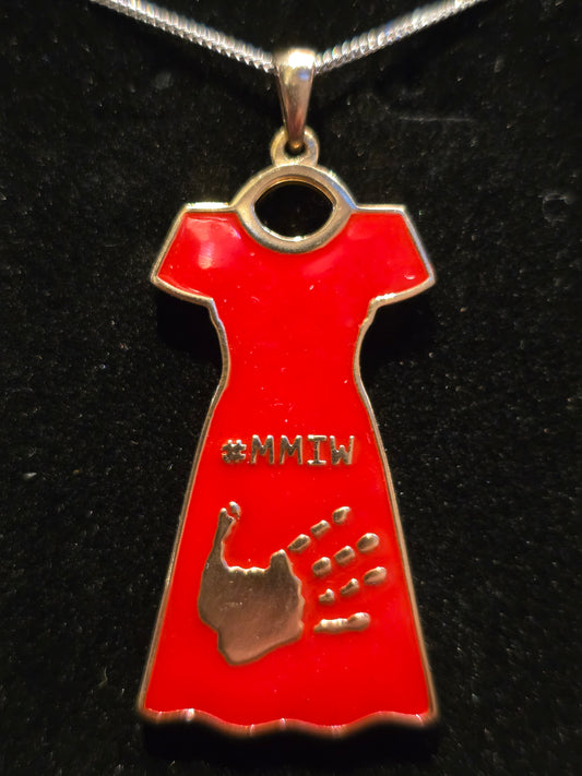 Voices of the Silenced – MMIW Brass Pendant (Red Enamel)