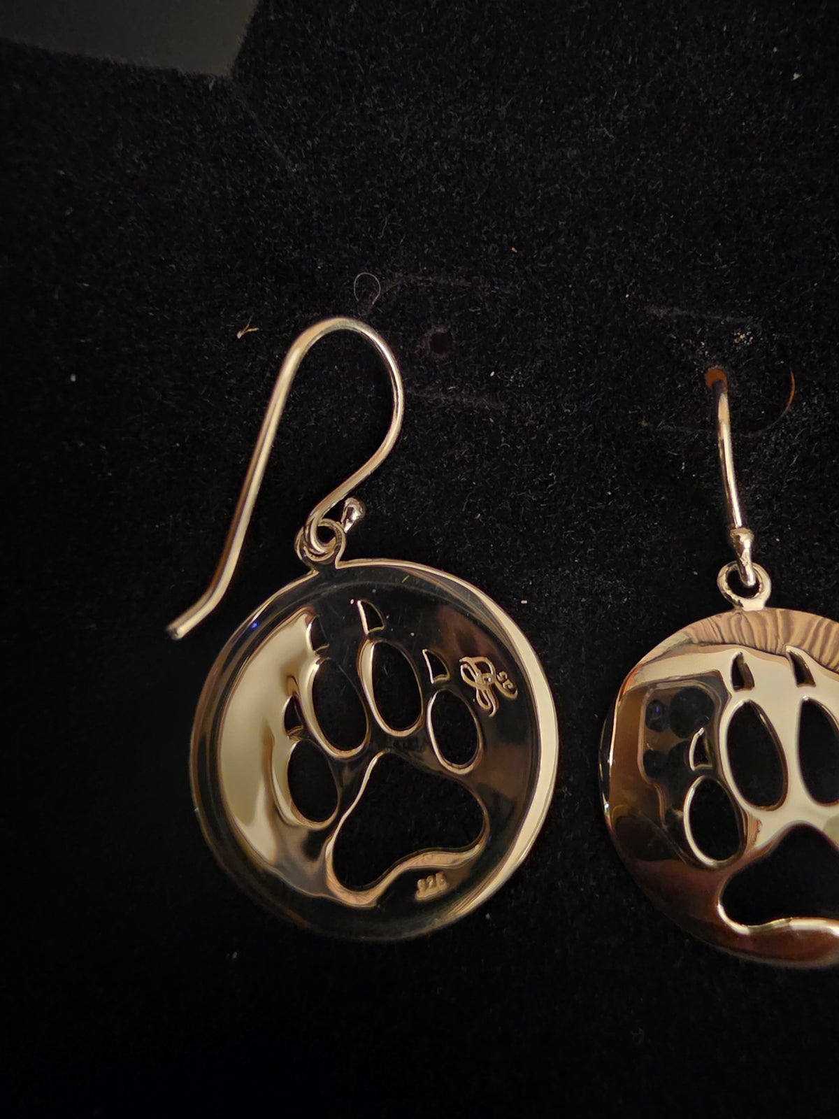Silver Wolf Print Earrings