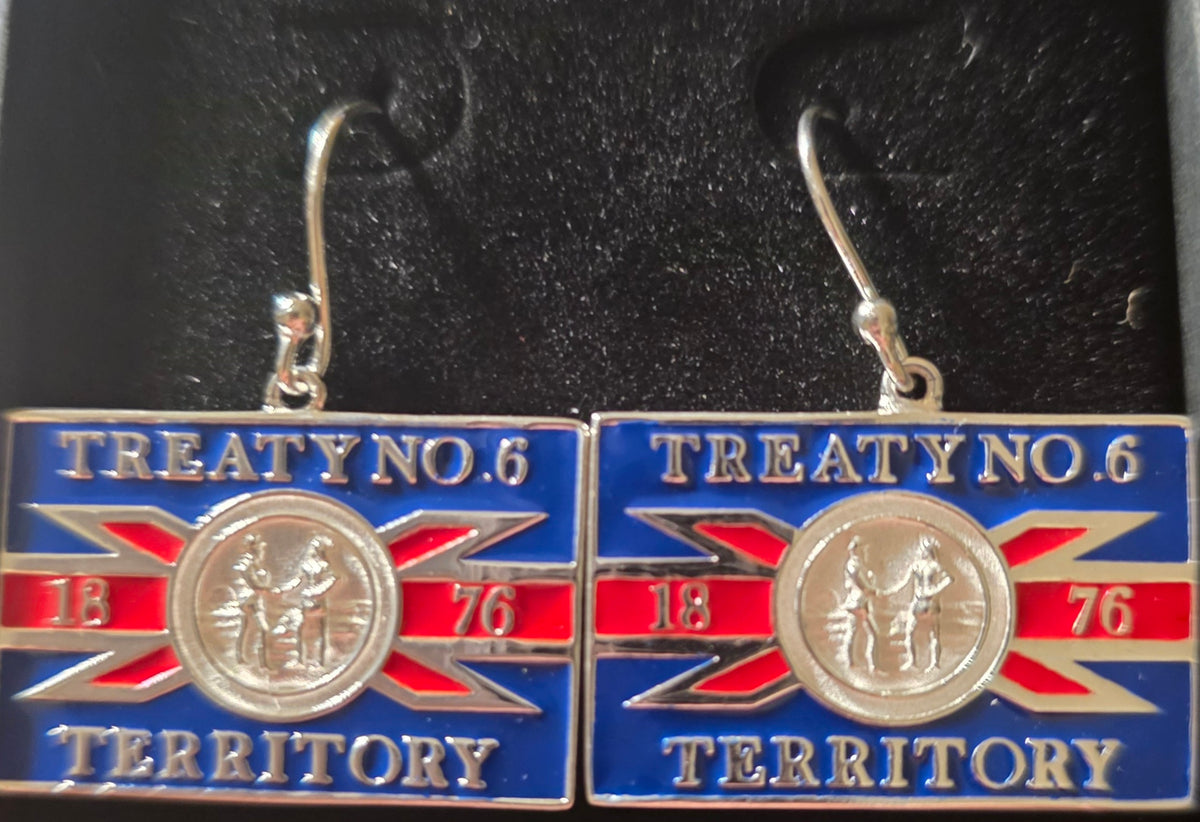 Treaty  6 Flag Silver Earrings