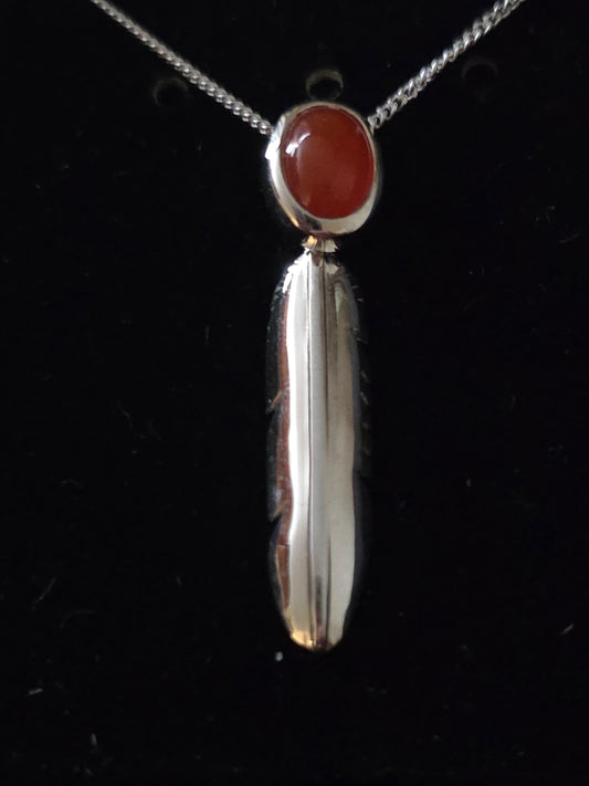 Eagle Feather Sterling Silver Inlay Pendant