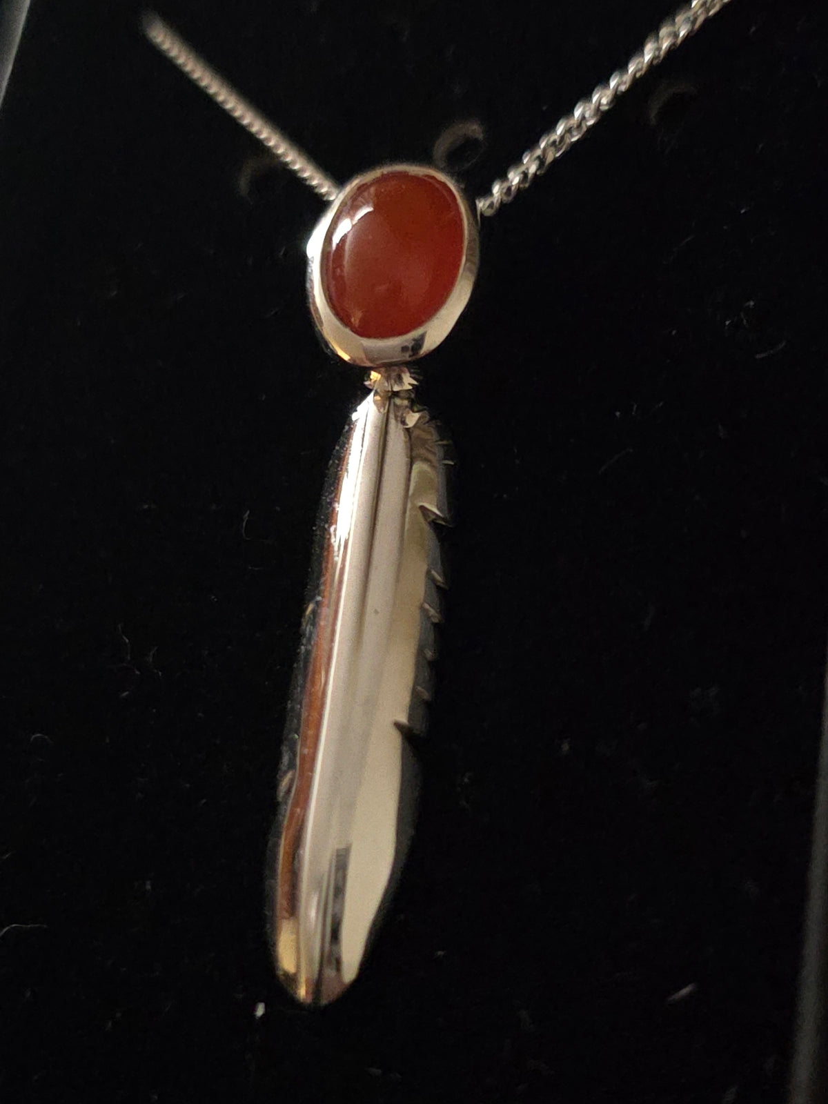 Eagle Feather Sterling Silver Inlay Pendant