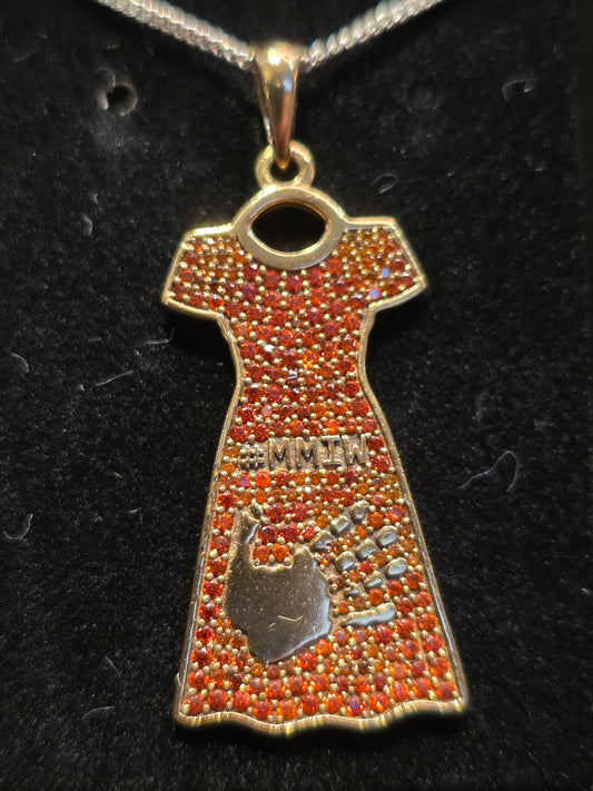 Voices of the Silenced – MMIW Dress Pendant (Faceted Stone)