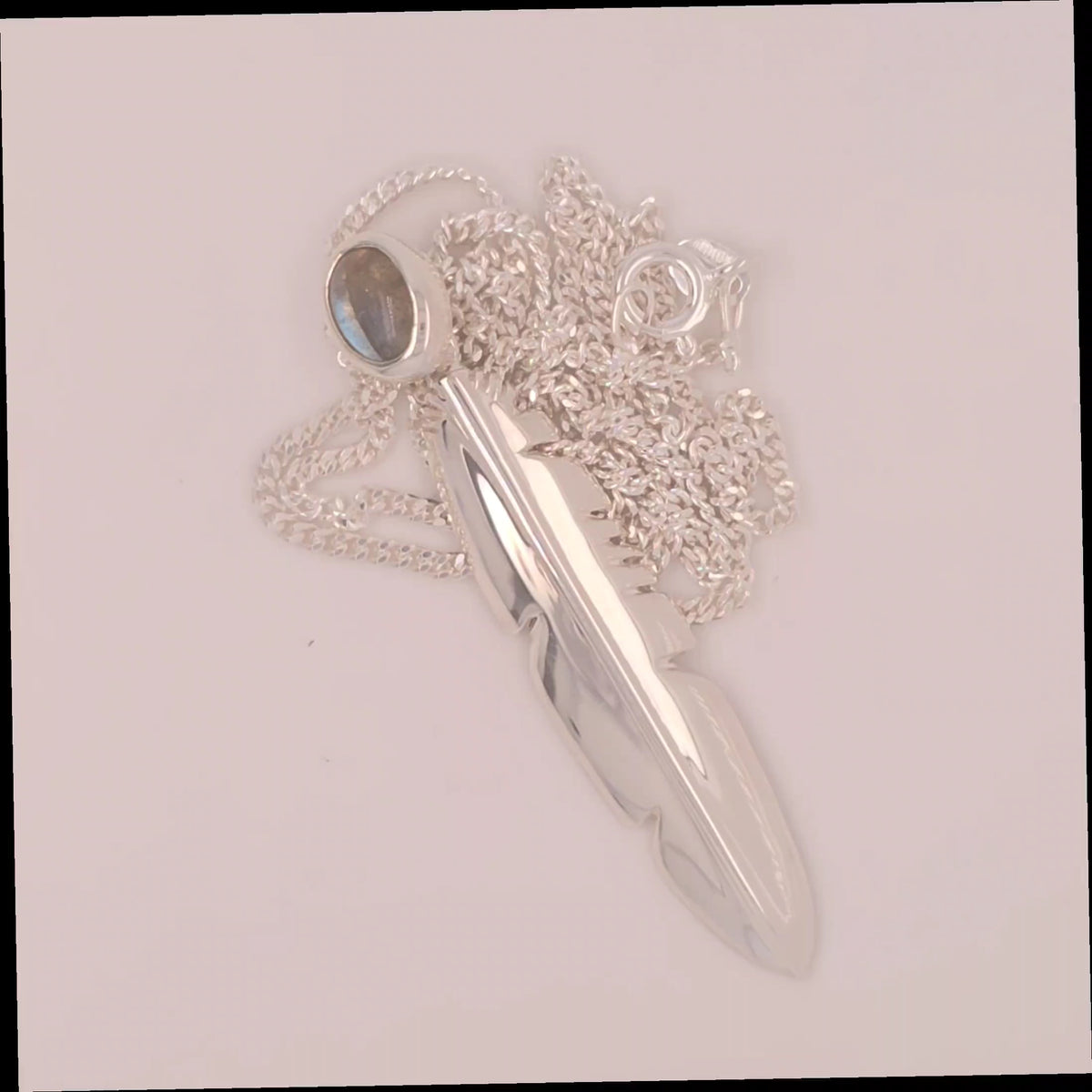 Eagle Feather Sterling Silver Pendant With Inlay