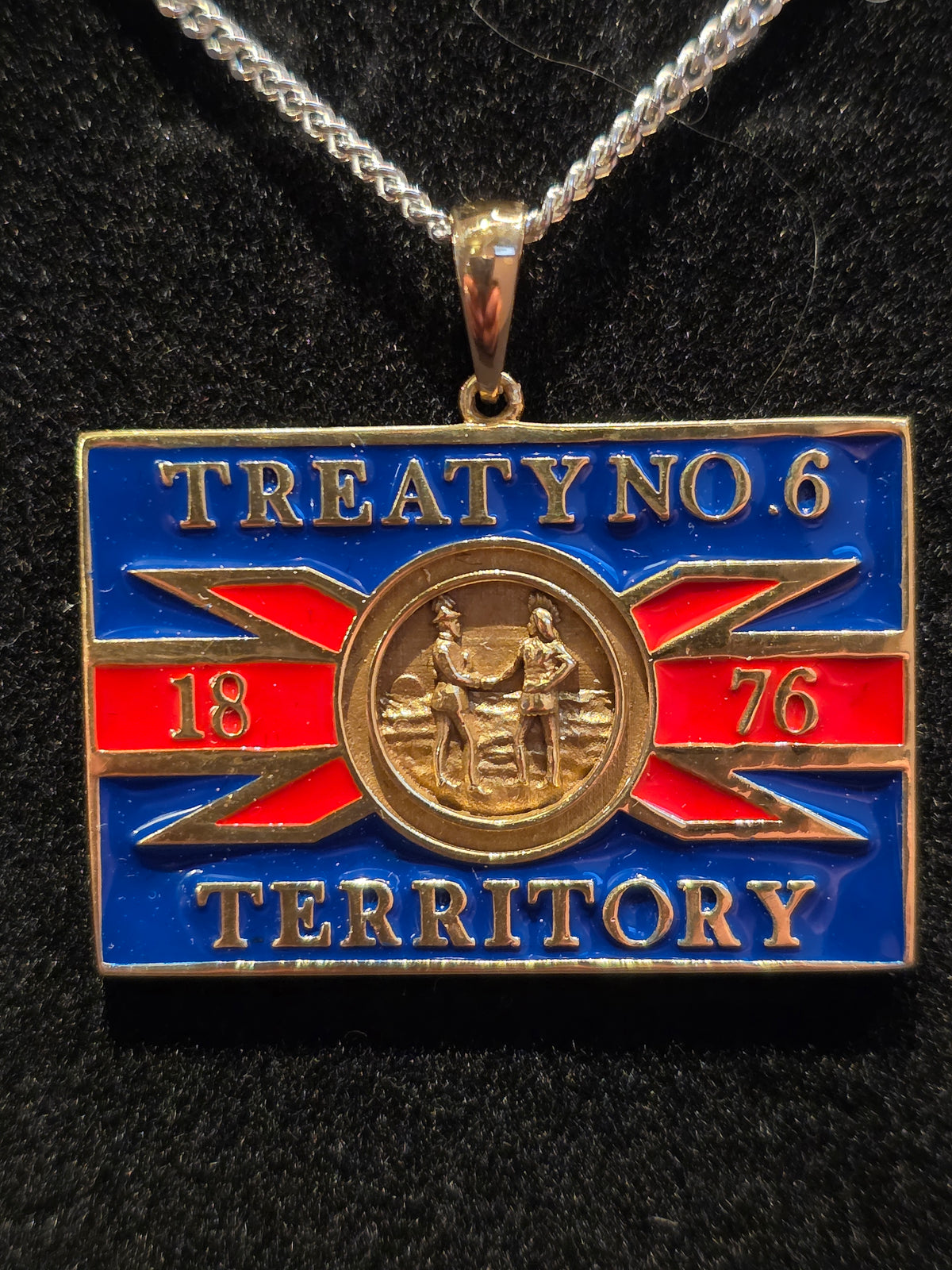 Treaty  6 Flag Brass Pendant Large